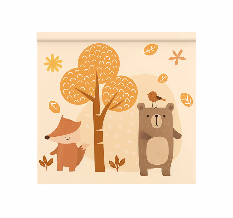 roleta do detskej izby béžové lesné zvieratá - Tenstickers