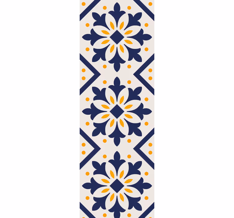 Roleta do kuchyne modrá s živou žltou portugalskou dlažbou - Tenstickers