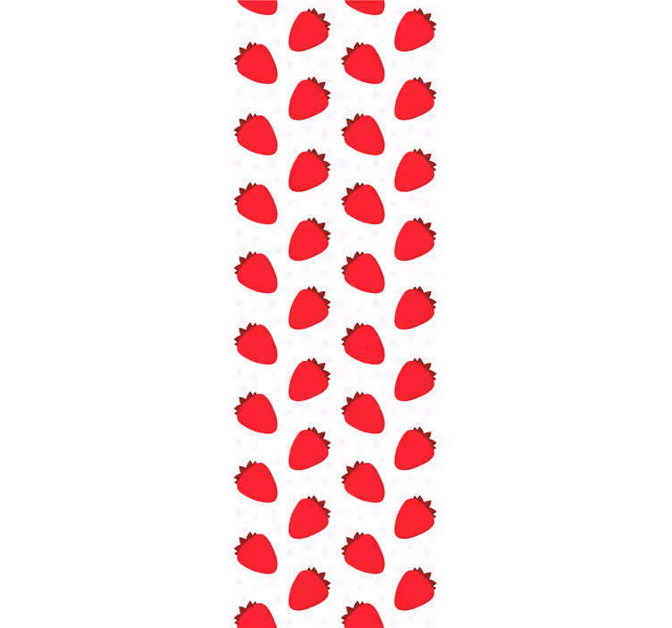 Roleta do jedálne s červeným jahodovým vzorom na bielej - Tenstickers