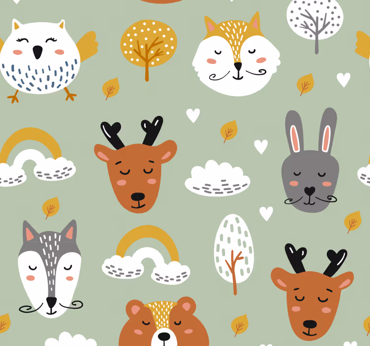 Roleta do detskej izby so škandinávskymi lesnými zvieratami - Tenstickers