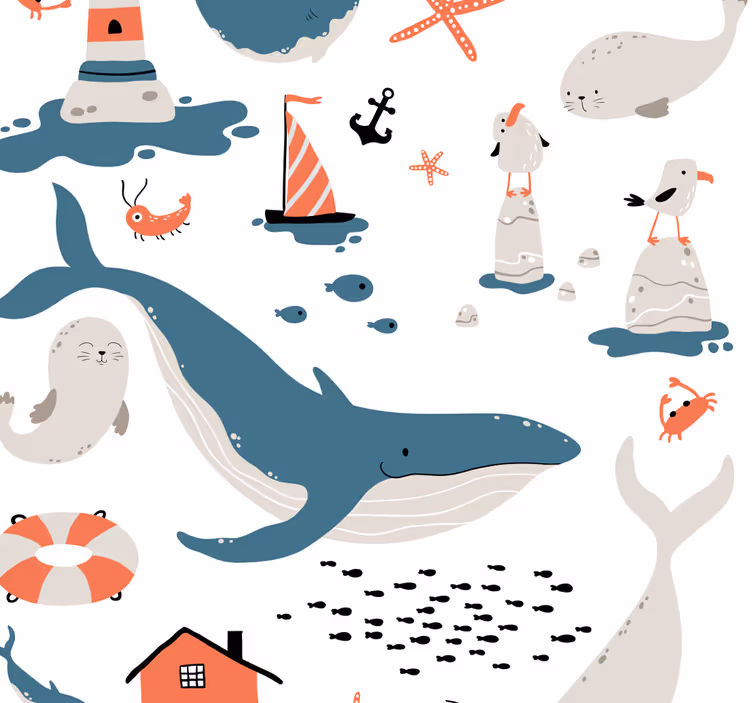 Roleta do detskej izby s motívom veľrýb v oceáne - Tenstickers