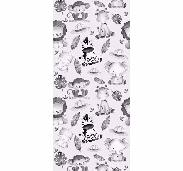 Roleta do detskej izby so sivými zvieratkami zo zoo - Tenstickers