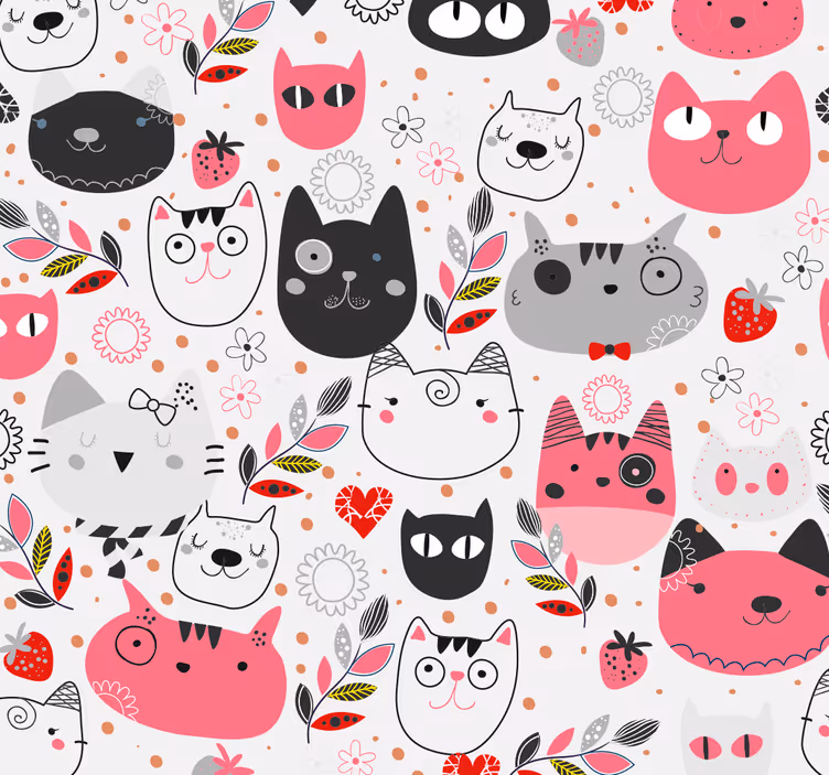 Roleta do detskej izby s ilustrovanými mačkami - Tenstickers