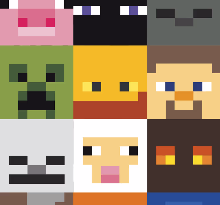 Roleta pre teenagera s hernými pixelovými tvárami - Tenstickers