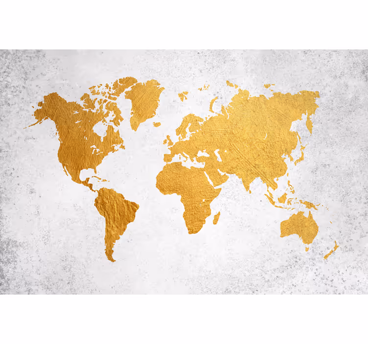 Roleta do obývačky zlatá mapa sveta - Tenstickers