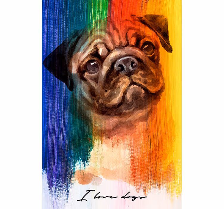 Roleta do obývačky dúhový pug - Tenstickers