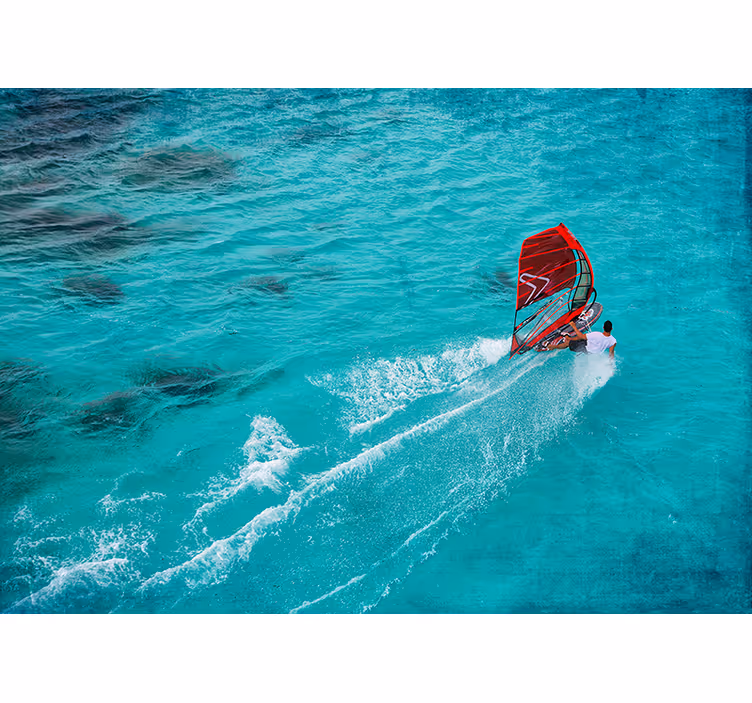 Modrá roleta windsurfista na vode - Tenstickers