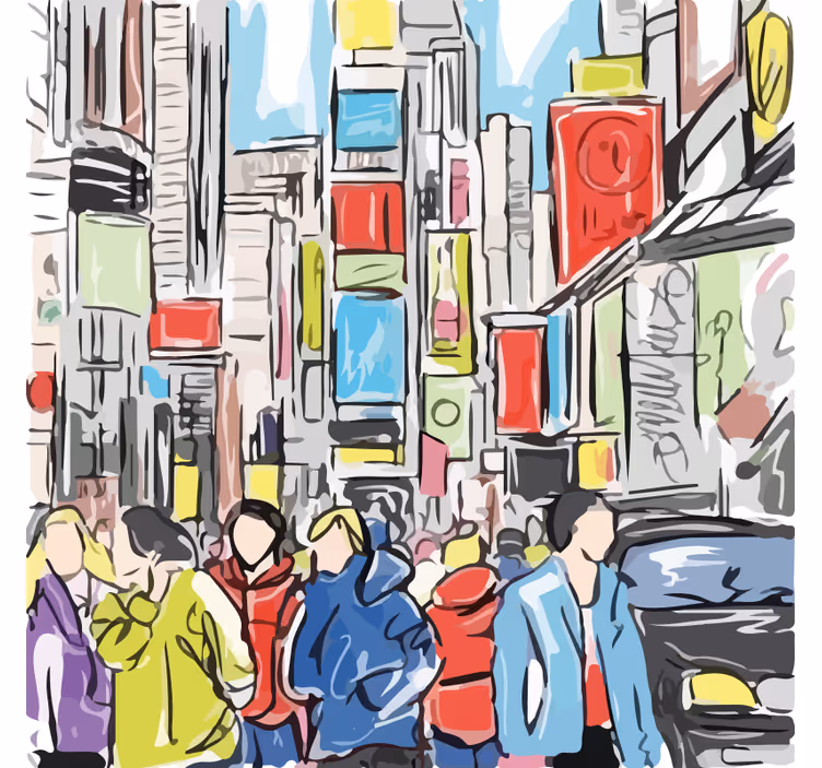 Roleta do obývačky moderné postavy z new yorku - Tenstickers