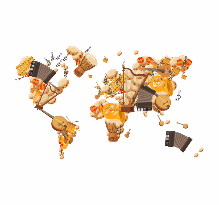 Roleta do obývačky s mapou hudobných nástrojov - Tenstickers