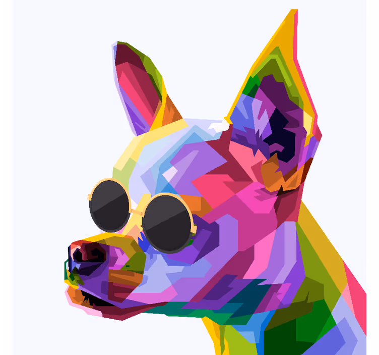 Roleta do obývačky viacfarebný čivava s okuliarmi - Tenstickers