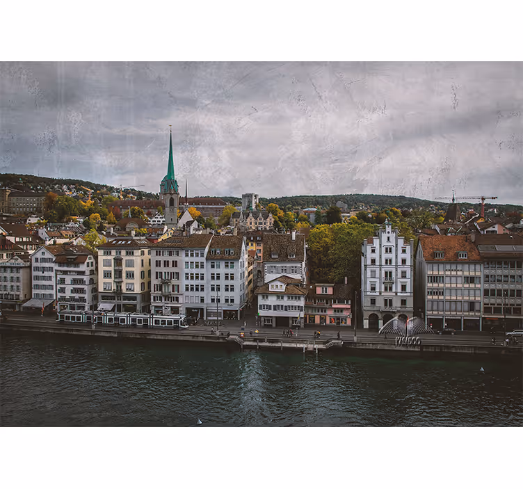 Roleta do obývačky zürichske domy pri jazere - Tenstickers