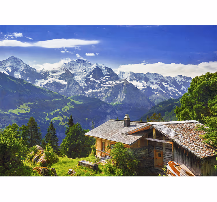 Roleta do obývačky grindelwald snehové hory a zelené pole - Tenstickers