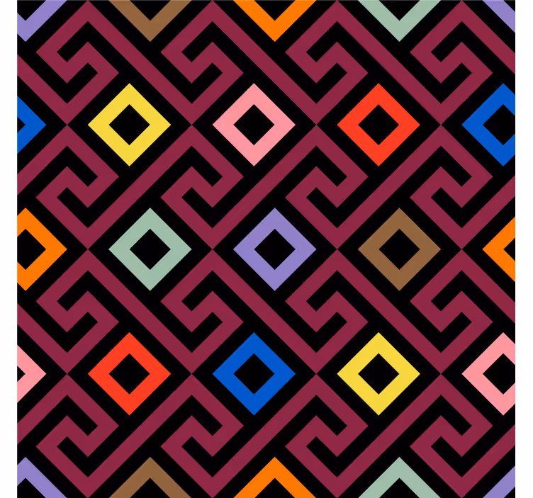 Roleta do obývačky farebný geometrický labyrint - Tenstickers