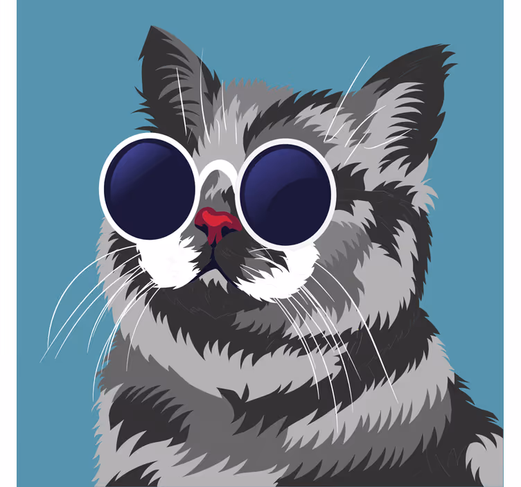 Roleta do obývačky so zábavným maľovaním šedého kocúra - Tenstickers