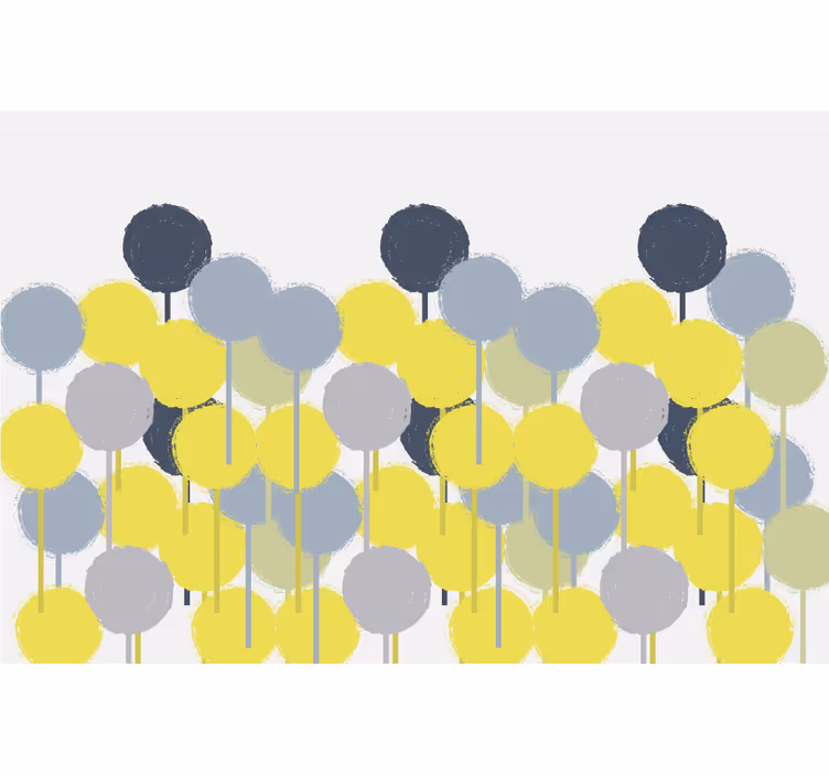 Roleta do obývačky minimalistické žlté a šedé kruhy - Tenstickers