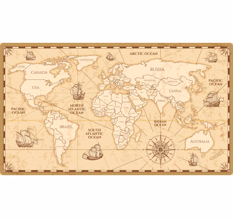 Béžová roleta s vintage mapou sveta - Tenstickers