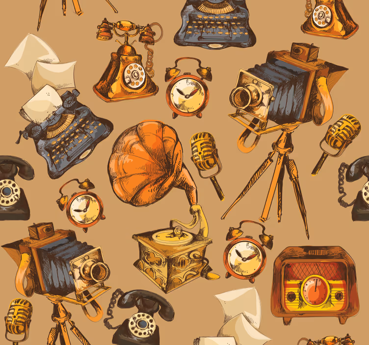Roleta vintage koláž vintage objektov - Tenstickers