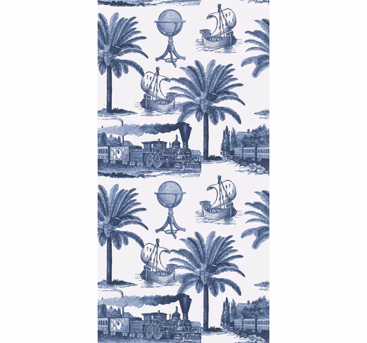 Roleta vintage francúzsky vzor v modrej - Tenstickers
