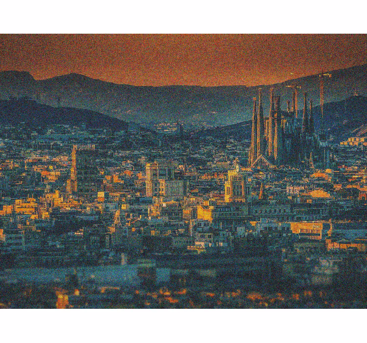 Roleta do obývačky barcelona z výšky v noci - Tenstickers