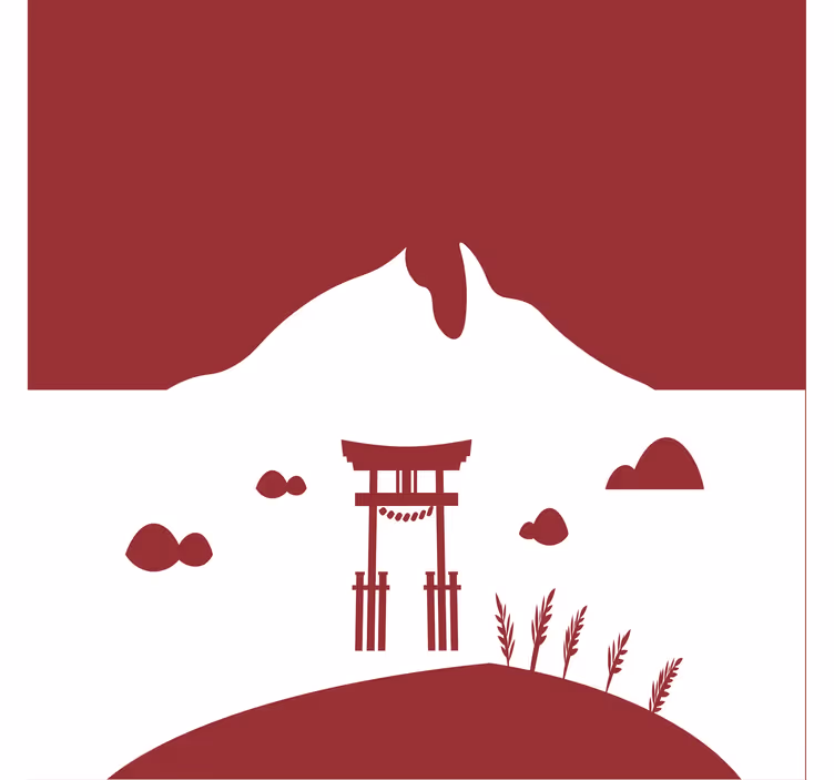 Roleta do obývačky japonská štruktúra s jazerom a horami - Tenstickers