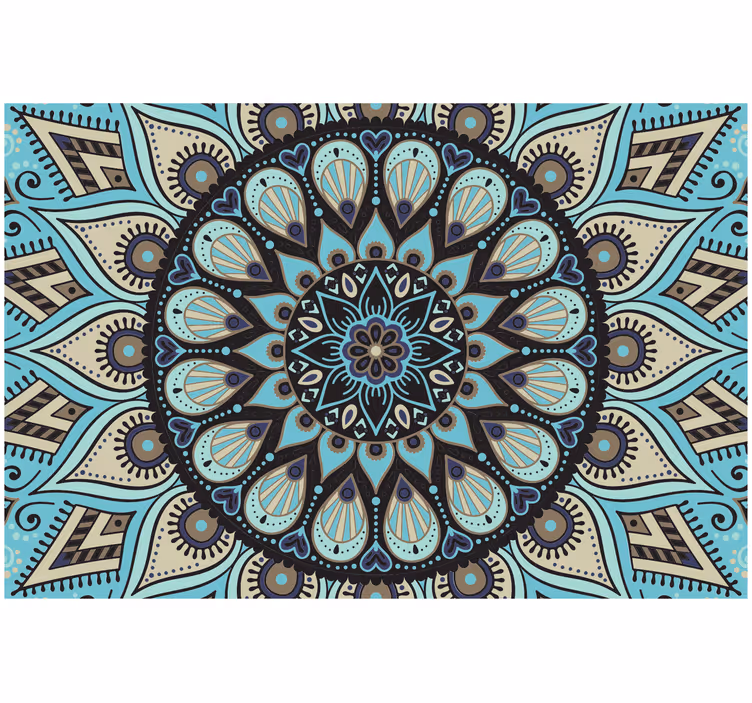 Roleta do izby etnická čierna a modrá mandala - Tenstickers