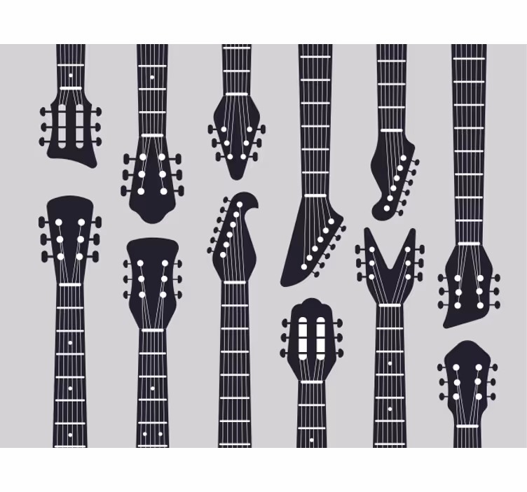 Sivá roleta silueta krku rockových gitár - Tenstickers