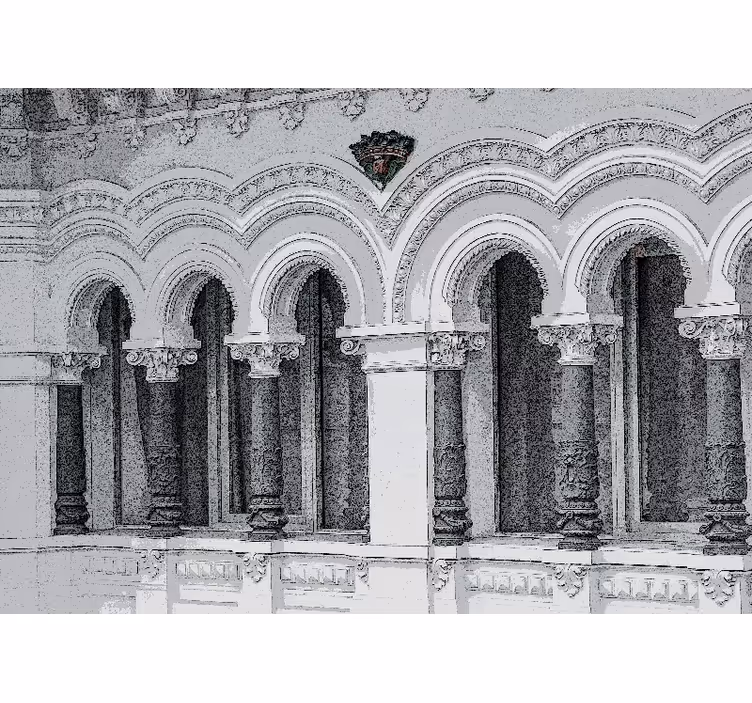 Roleta do obývačky stará architektúra 3d - Tenstickers