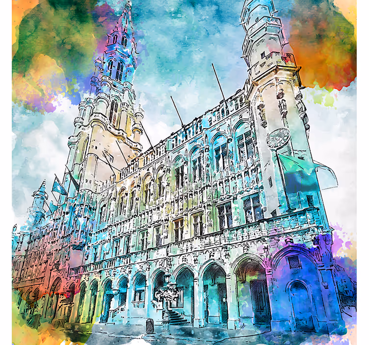 Roleta do obývačky akvarelový grand place brusel - Tenstickers