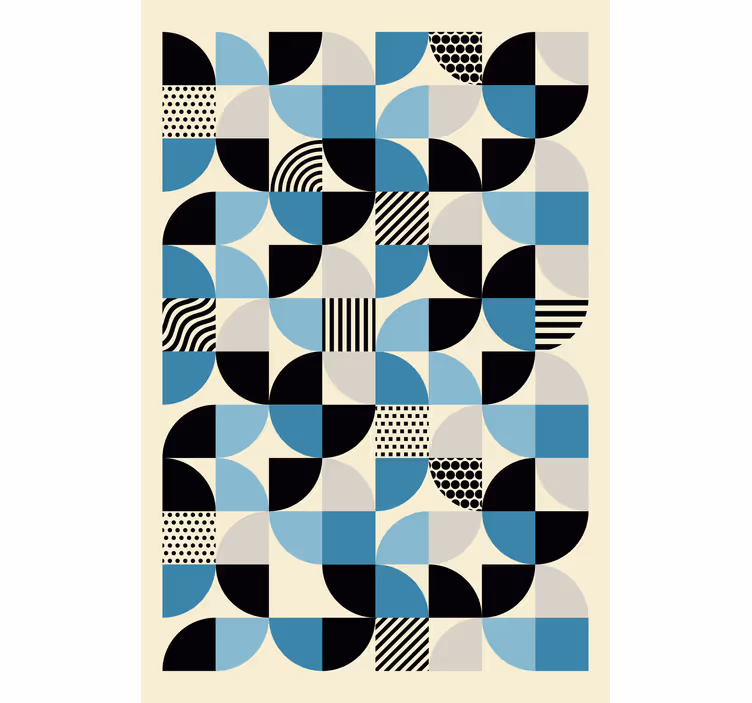 Roleta do obývačky s retro modrým bauhaus vzorom - Tenstickers