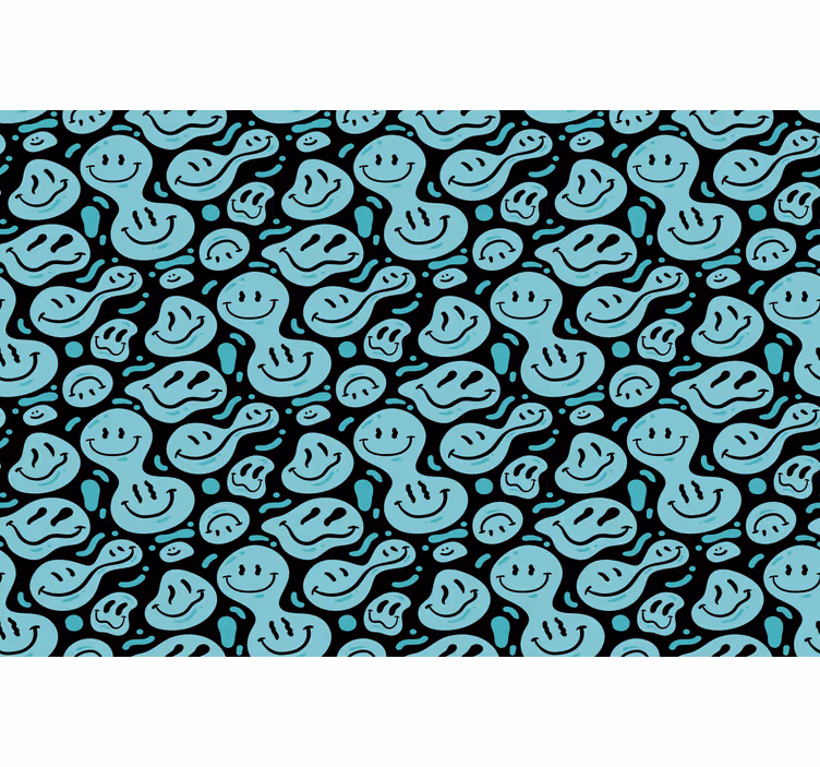 Roleta do izby s čiernymi a modrými emotikonmi - Tenstickers
