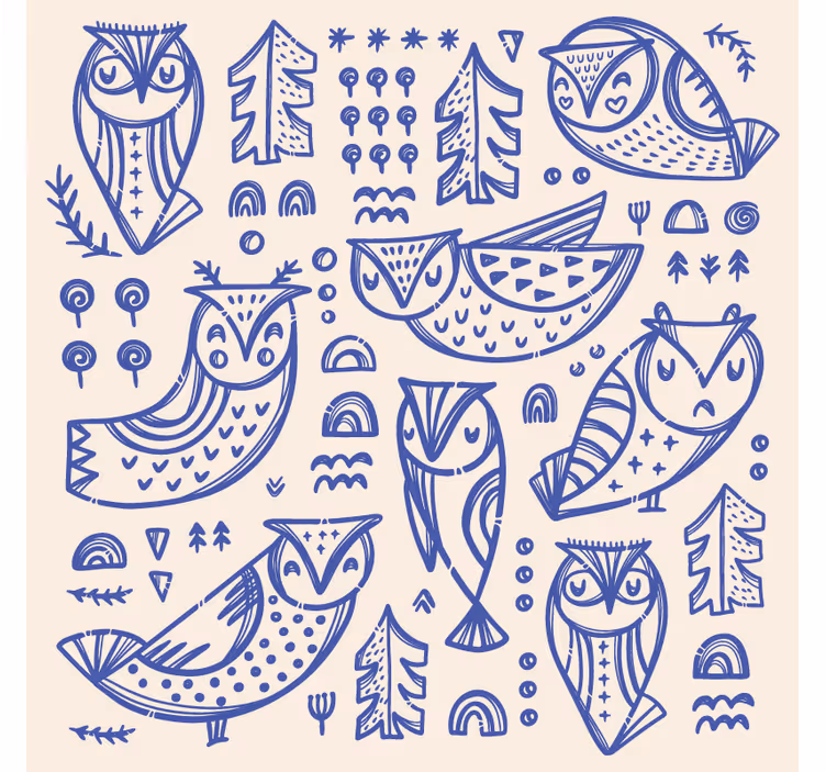Roleta do izby s roztomilou ilustráciou modrej sovy - Tenstickers