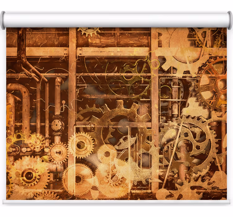 Roleta do izby retro 3d priemyselné rúry zlaté - Tenstickers