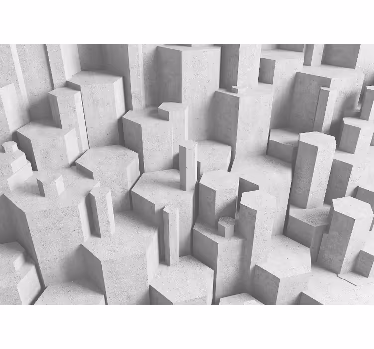 Biela roleta 3d betónové geometrické tvary - Tenstickers