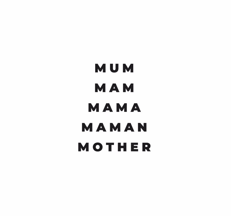 Roleta do obývačky mama v rôznych jazykoch - Tenstickers