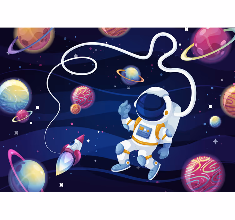 Roleta do detskej izby s astronautmi a raketami - Tenstickers
