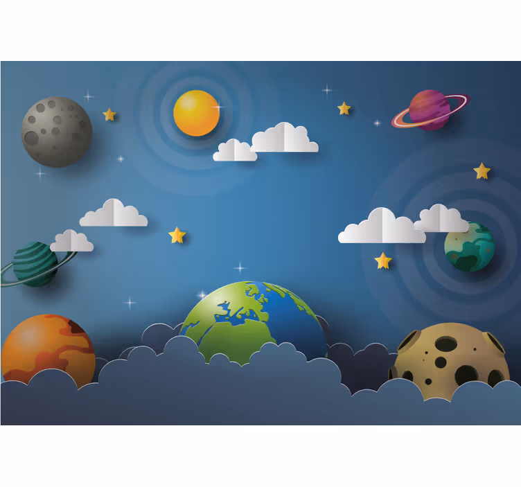 Roleta do detskej izby s kreslenými planétami v rade - Tenstickers
