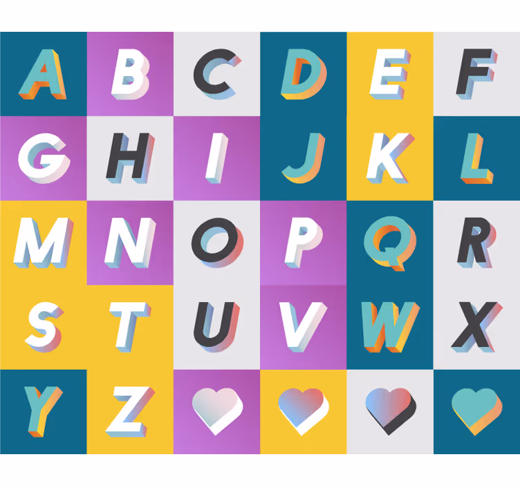 Roleta do detskej izby farebná abeceda na hranie - Tenstickers