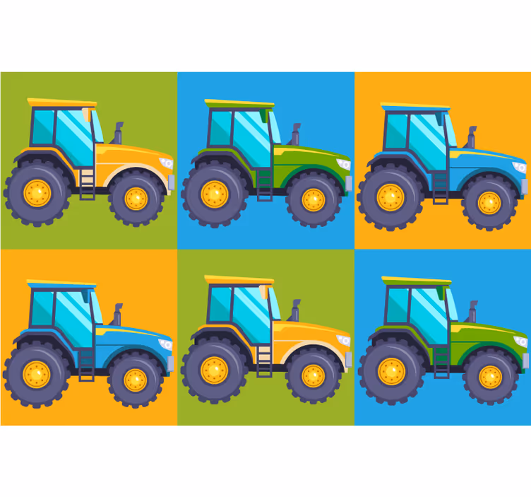 Roleta do detskej izby s farebnými traktorovými dlaždicami - Tenstickers
