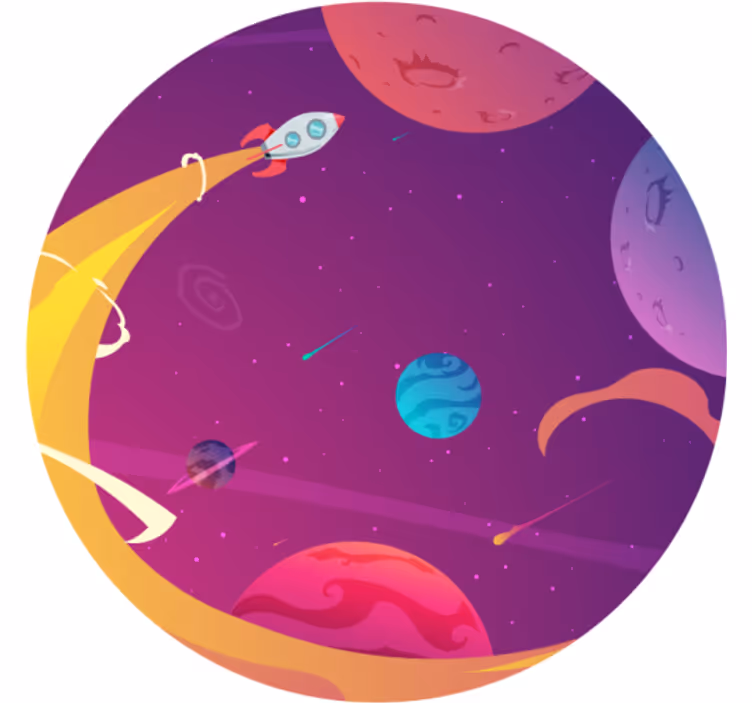 Roleta do detskej izby s rozprávkovou raketou v priestore - Tenstickers
