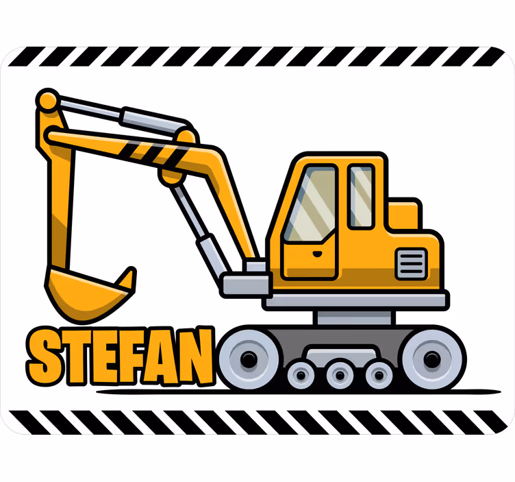 Roleta do detskej izby žltý kreslený bager s menom - Tenstickers