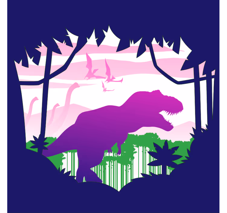 Roleta do detskej izby s veľkým dinosaurom a vtákmi - Tenstickers