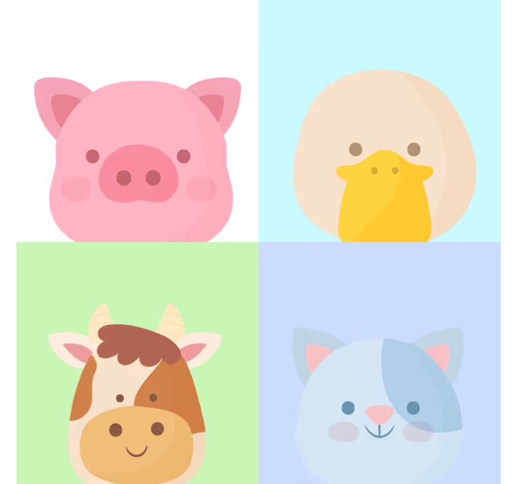 Roleta do detskej izby 4 roztomilé farmárske zvieratká - Tenstickers
