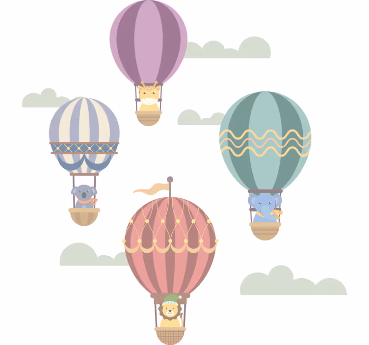 Roleta do detskej izby s lietajúcimi balónmi a zvieratkami - Tenstickers