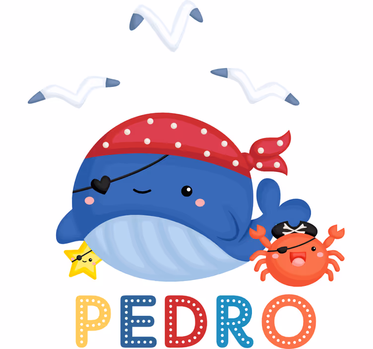 Roleta do detskej izby roztomilá modrá pirátska veľryba - Tenstickers