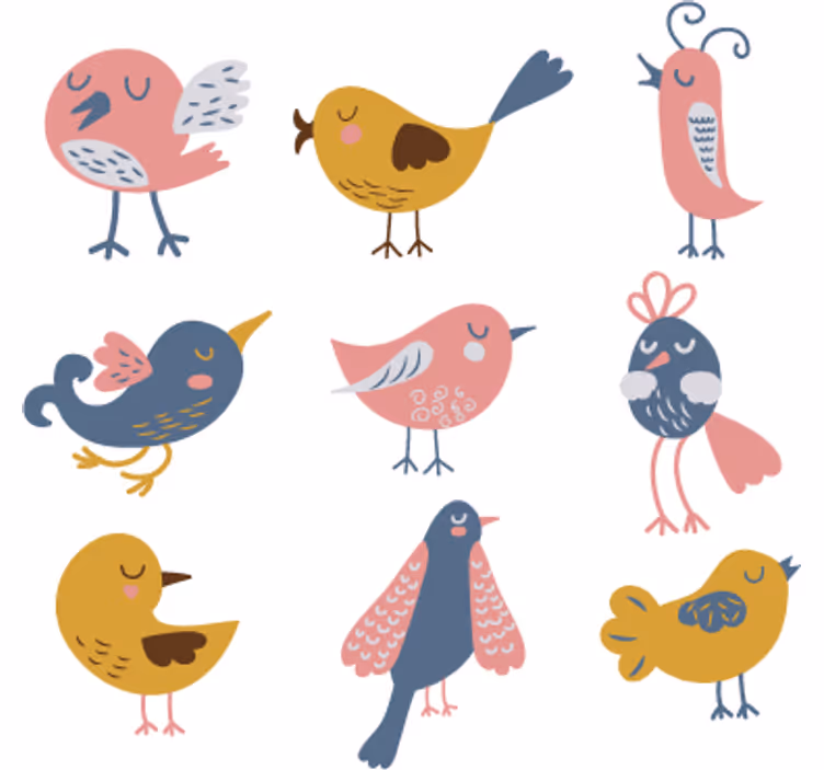 Roleta do detskej izby s nálepkou deväť vtáčikov - Tenstickers