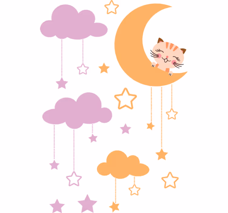 Roleta do detskej izby nálepka s lunárnym mačkom - Tenstickers
