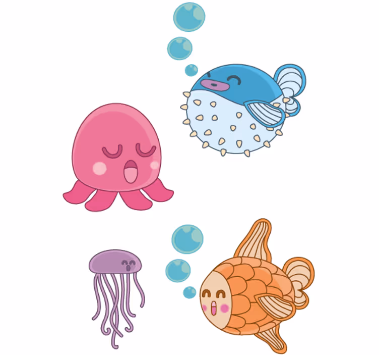 Roleta do detskej izby s ilustráciou rýb - Tenstickers