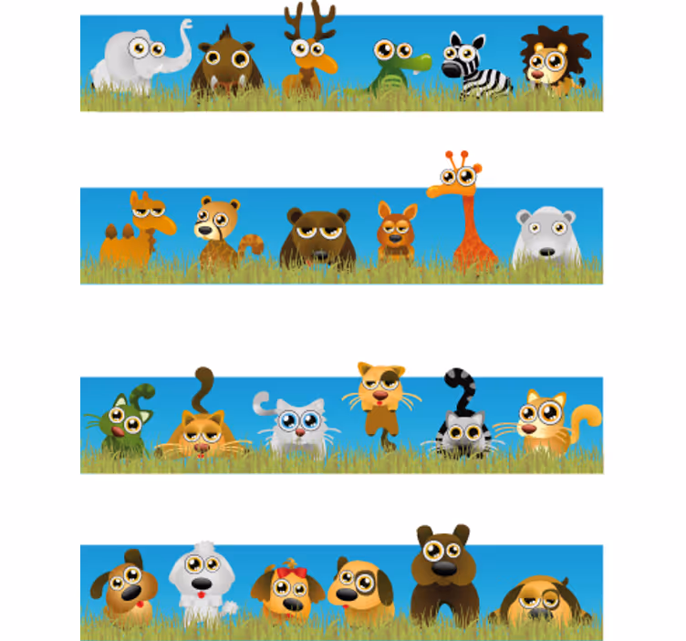 Roleta do detskej izby pruhy so zvieratkami - Tenstickers