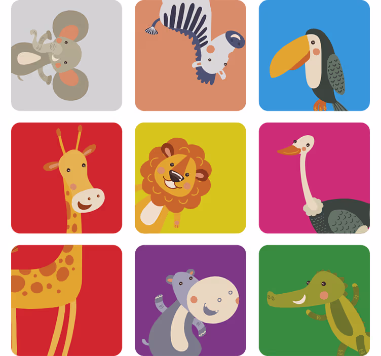 Roleta do detskej izby s farebnými zvieracími dlaždicami - Tenstickers