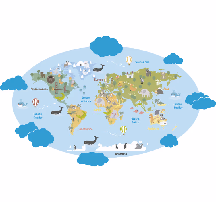 Roleta do detskej izby s detskou mapou sveta - Tenstickers